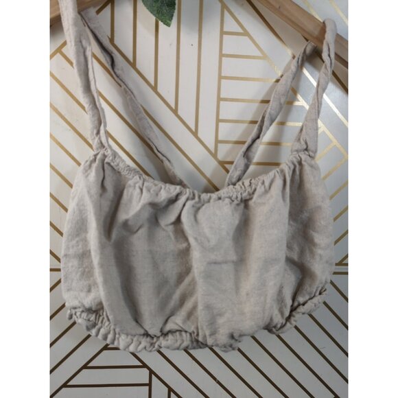 ABERCROMBIE & FITCH Women's Beige Linen Cross Back Tank Blouse Size Medium - Picture 4 of 7